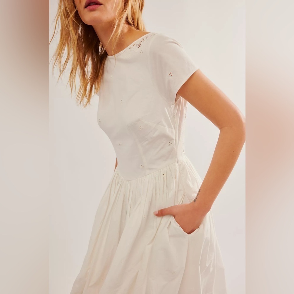 Free People Laine Midi Dress Ivory NWOT Size XS - Picture 4 of 14